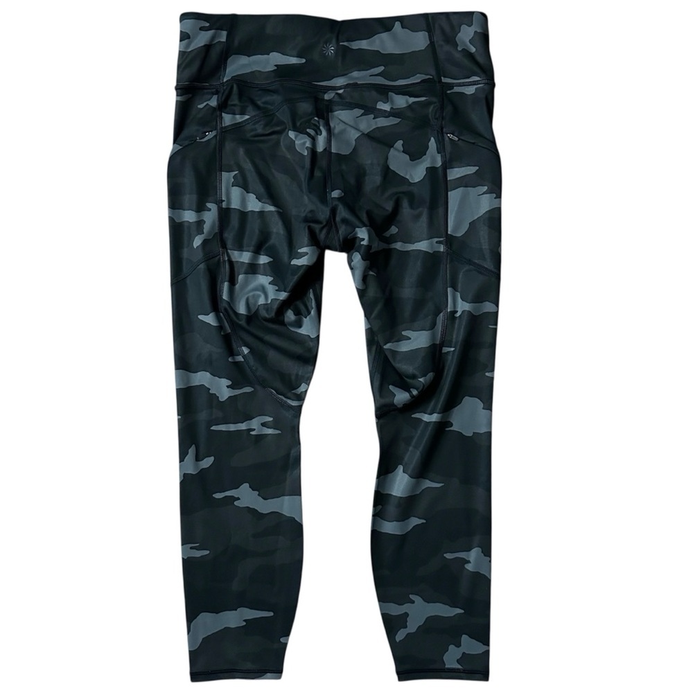 Athleta Camo Contender 7/8 Tight in PowerLift Mid Rise Leggings Black Sz Large - Picture 2 of 9